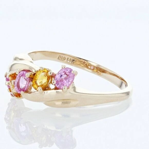 14K Yellow Gold Pink Tourmaline & Citrine Anniversary Band Ring by Clyde Duneier - Picture 2 of 5